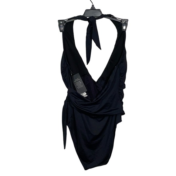 Lauren Ralph Lauren Halter wrap Side-Tie Tummy-Control swimsuit black 6 - Picture 2 of 14